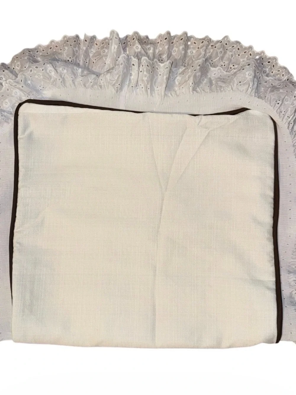 Vintage Cream Quilted Pad Cover with Brown Piping